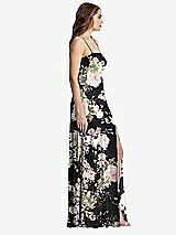 Side View Thumbnail - Noir Garden Square Neck Chiffon Maxi Dress with Front Slit - Elliott