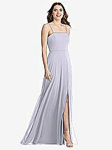 Front View Thumbnail - Silver Dove Square Neck Chiffon Maxi Dress with Front Slit - Elliott