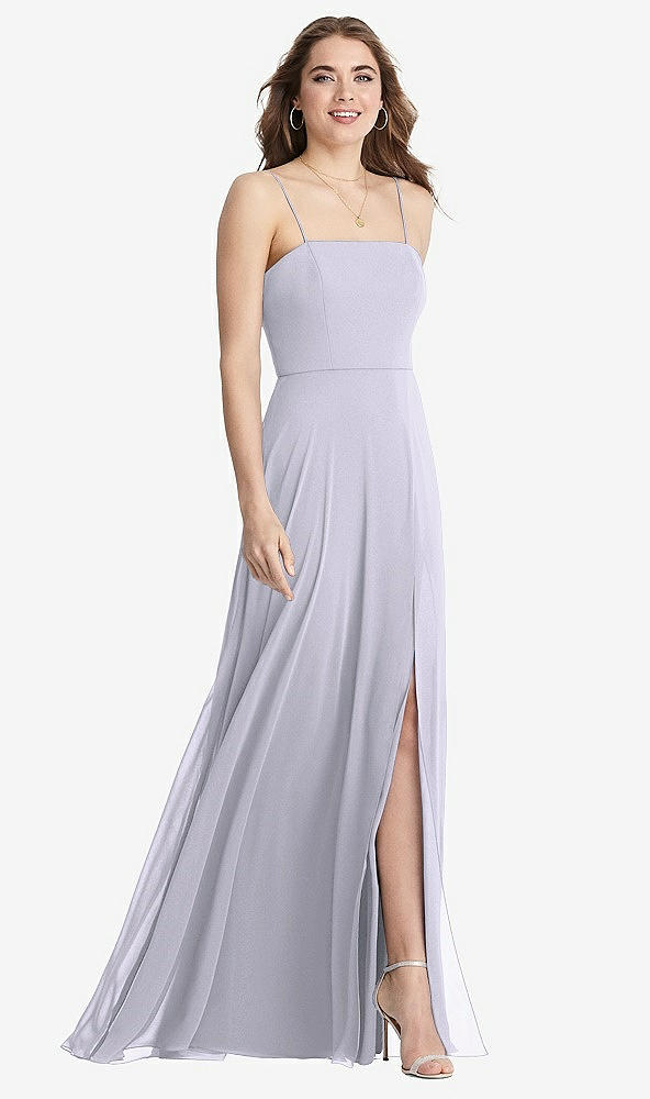 Front View - Silver Dove Square Neck Chiffon Maxi Dress with Front Slit - Elliott