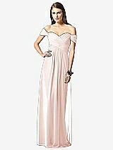 Front View Thumbnail - Blush Off-the-Shoulder Ruched Chiffon Maxi Dress - Alessia