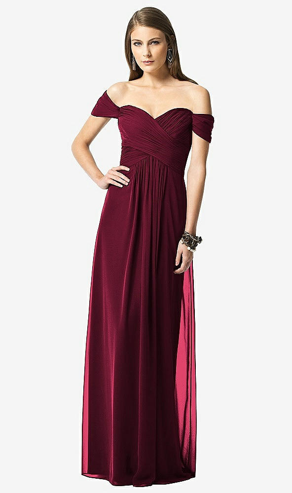 Front View - Cabernet Off-the-Shoulder Ruched Chiffon Maxi Dress - Alessia