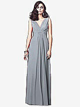 Front View Thumbnail - Platinum Draped V-Neck Shirred Chiffon Maxi Dress