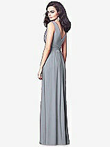Rear View Thumbnail - Platinum Draped V-Neck Shirred Chiffon Maxi Dress