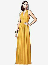 Front View Thumbnail - NYC Yellow Ruched Halter Open-Back Maxi Dress - Jada