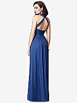 Rear View Thumbnail - Classic Blue Ruched Halter Open-Back Maxi Dress - Jada