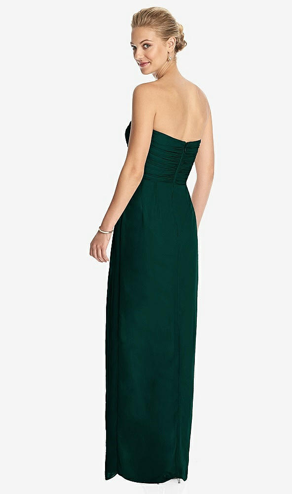 Back View - Evergreen Strapless Draped Chiffon Maxi Dress - Lila