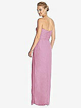 Rear View Thumbnail - Powder Pink Strapless Draped Chiffon Maxi Dress - Lila