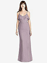 Front View Thumbnail - Lilac Dusk Ruffle-Trimmed Backless Maxi Dress