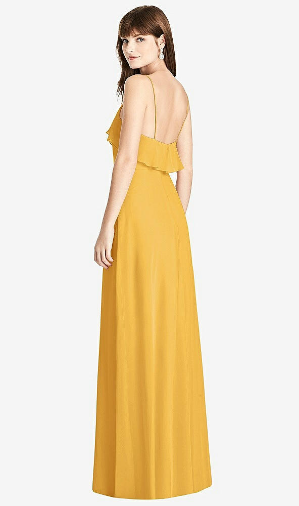 Back View - NYC Yellow Ruffle-Trimmed Backless Maxi Dress