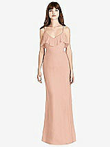 Front View Thumbnail - Pale Peach Ruffle-Trimmed Backless Maxi Dress