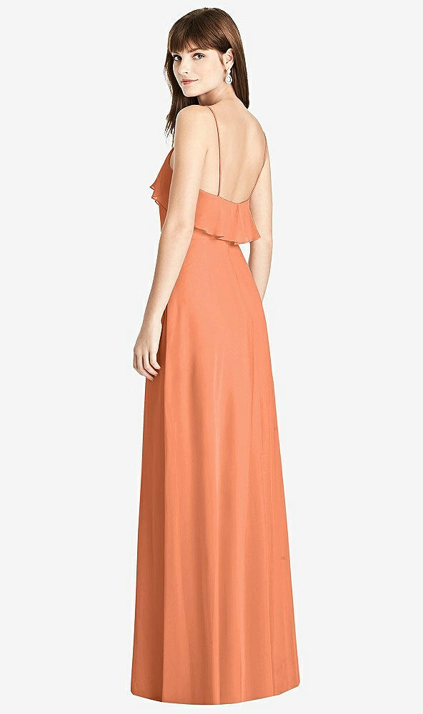 Back View - Sweet Melon Ruffle-Trimmed Backless Maxi Dress