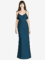 Front View Thumbnail - Atlantic Blue Ruffle-Trimmed Backless Maxi Dress