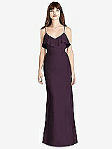 Front View Thumbnail - Aubergine Ruffle-Trimmed Backless Maxi Dress
