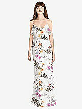 Front View Thumbnail - Butterfly Botanica Ivory Ruffle-Trimmed Backless Maxi Dress