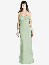 Front View Thumbnail - Celadon Ruffle-Trimmed Backless Maxi Dress