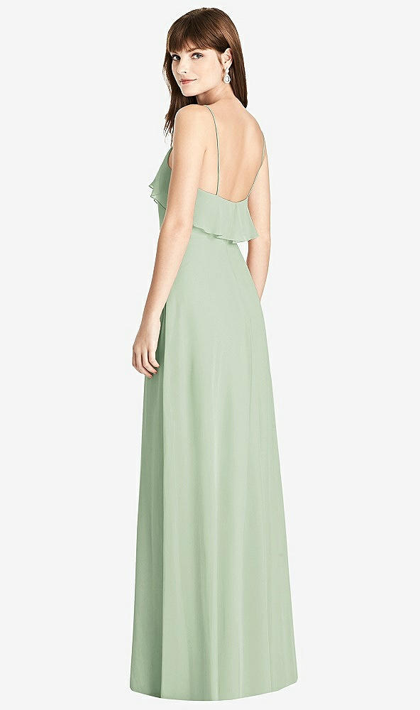 Back View - Celadon Ruffle-Trimmed Backless Maxi Dress