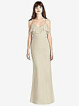 Front View Thumbnail - Champagne Ruffle-Trimmed Backless Maxi Dress
