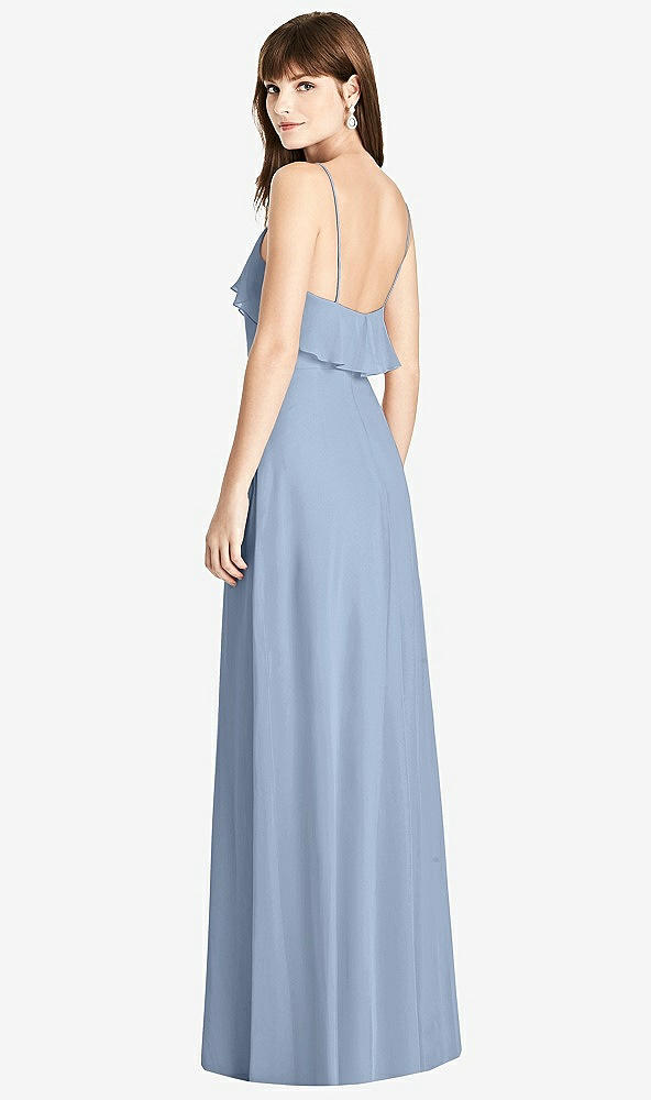 Back View - Cloudy Ruffle-Trimmed Backless Maxi Dress