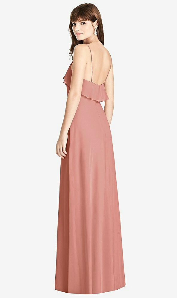 Back View - Desert Rose Ruffle-Trimmed Backless Maxi Dress