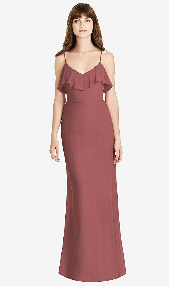 Front View - English Rose Ruffle-Trimmed Backless Maxi Dress
