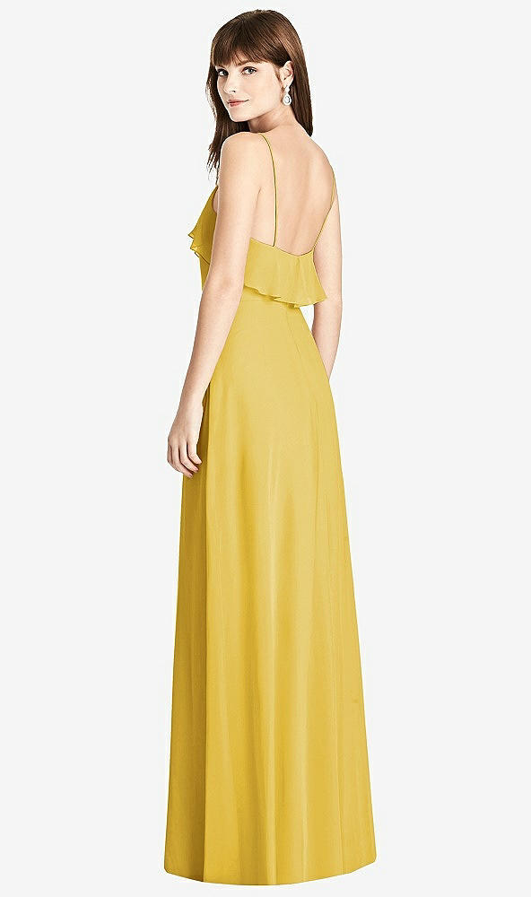Back View - Marigold Ruffle-Trimmed Backless Maxi Dress