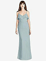 Front View Thumbnail - Morning Sky Ruffle-Trimmed Backless Maxi Dress