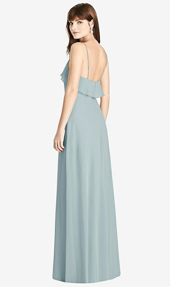 Back View - Morning Sky Ruffle-Trimmed Backless Maxi Dress