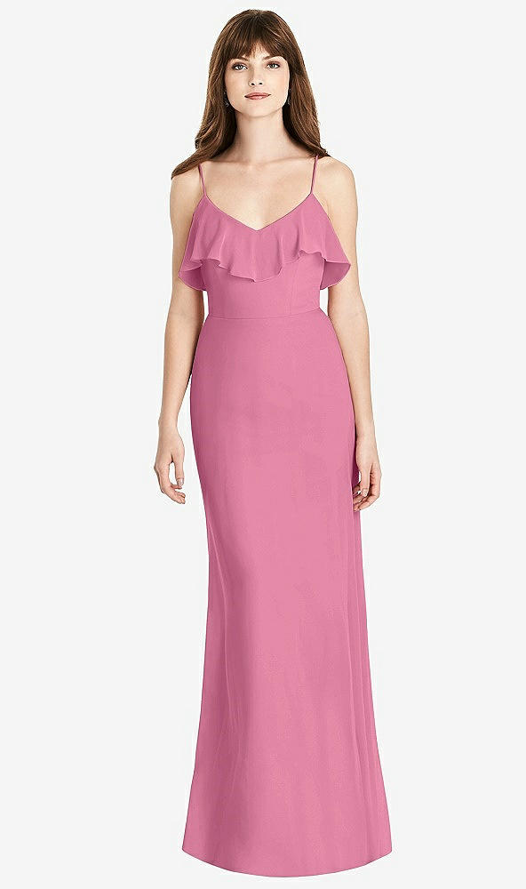 Front View - Orchid Pink Ruffle-Trimmed Backless Maxi Dress