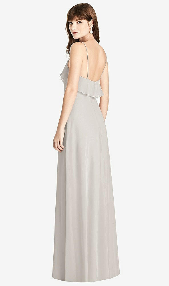 Back View - Oyster Ruffle-Trimmed Backless Maxi Dress
