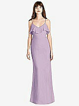 Front View Thumbnail - Pale Purple Ruffle-Trimmed Backless Maxi Dress