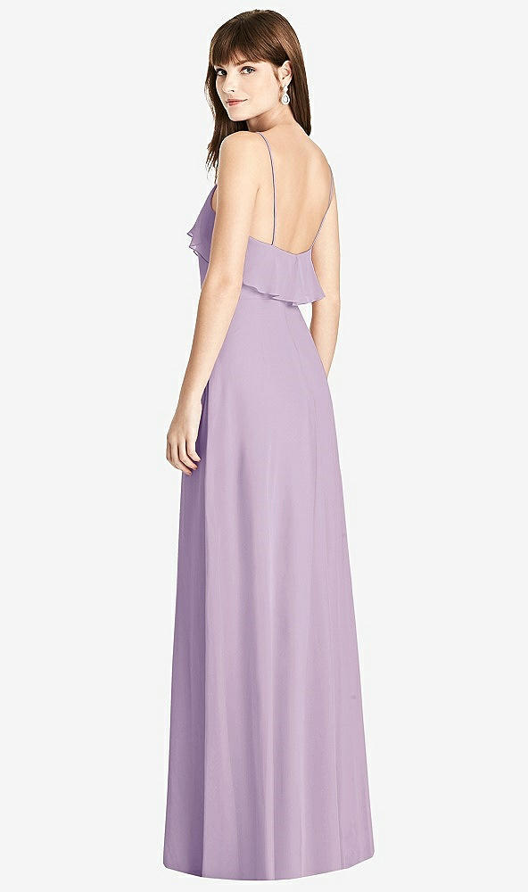 Back View - Pale Purple Ruffle-Trimmed Backless Maxi Dress