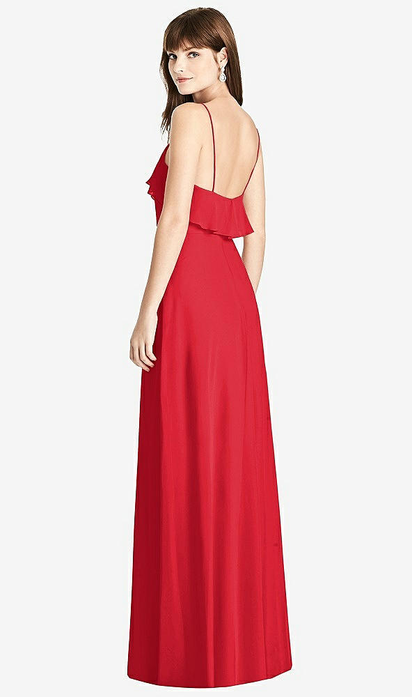 Back View - Parisian Red Ruffle-Trimmed Backless Maxi Dress