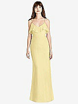 Front View Thumbnail - Pale Yellow Ruffle-Trimmed Backless Maxi Dress