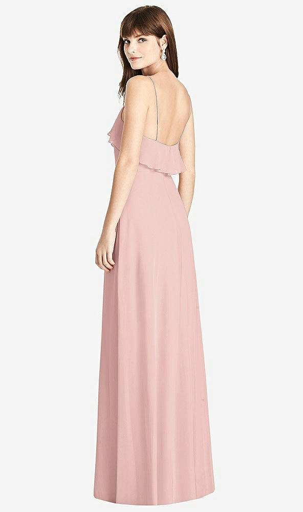 Back View - Rose - PANTONE Rose Quartz Ruffle-Trimmed Backless Maxi Dress