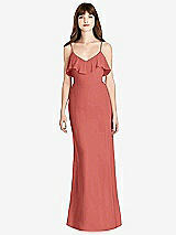 Front View Thumbnail - Coral Pink Ruffle-Trimmed Backless Maxi Dress