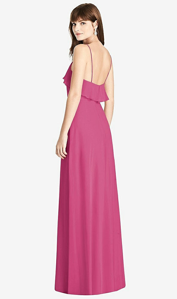 Back View - Tea Rose Ruffle-Trimmed Backless Maxi Dress