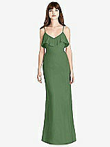Front View Thumbnail - Vineyard Green Ruffle-Trimmed Backless Maxi Dress