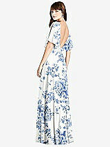 Front View Thumbnail - Cottage Rose Dusk Blue Split Sleeve Backless Maxi Dress - Lila