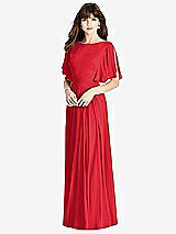 Rear View Thumbnail - Parisian Red Split Sleeve Backless Maxi Dress - Lila