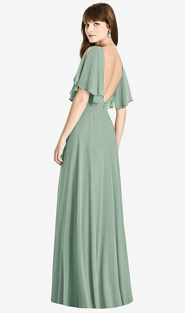 Front View - Seagrass Split Sleeve Backless Maxi Dress - Lila