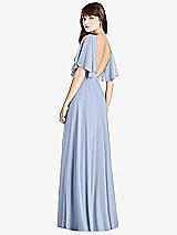 Front View Thumbnail - Sky Blue Split Sleeve Backless Maxi Dress - Lila