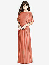 Rear View Thumbnail - Terracotta Copper Split Sleeve Backless Maxi Dress - Lila