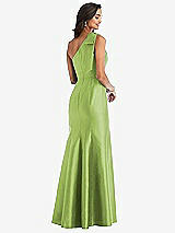 Alt View 3 Thumbnail - Mojito Bow One-Shoulder Satin Trumpet Gown