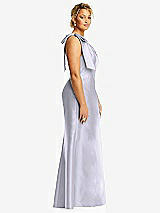 Side View Thumbnail - Silver Dove Bow One-Shoulder Satin Trumpet Gown
