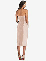 Rear View Thumbnail - Cameo Strapless Bow-Waist Pleated Satin Pencil Dress with Pockets