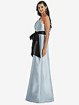 Side View Thumbnail - Mist & Black One-Shoulder Bow-Waist Maxi Dress with Pockets