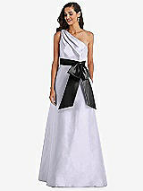 Front View Thumbnail - Silver Dove & Black One-Shoulder Bow-Waist Maxi Dress with Pockets