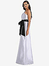 Side View Thumbnail - Silver Dove & Black One-Shoulder Bow-Waist Maxi Dress with Pockets