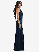 Alt View 2 Thumbnail - Midnight Navy & Midnight Navy High-Neck Open-Back Maxi Dress with Scarf Tie