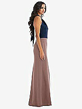 Alt View 2 Thumbnail - Sienna & Midnight Navy High-Neck Open-Back Maxi Dress with Scarf Tie